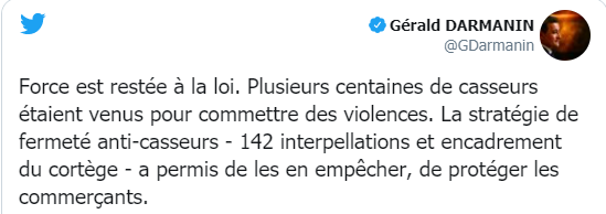 فرنسا.. اعتقال 142 شخصا من المتظاهرين ضد قانون الأمن الشامل