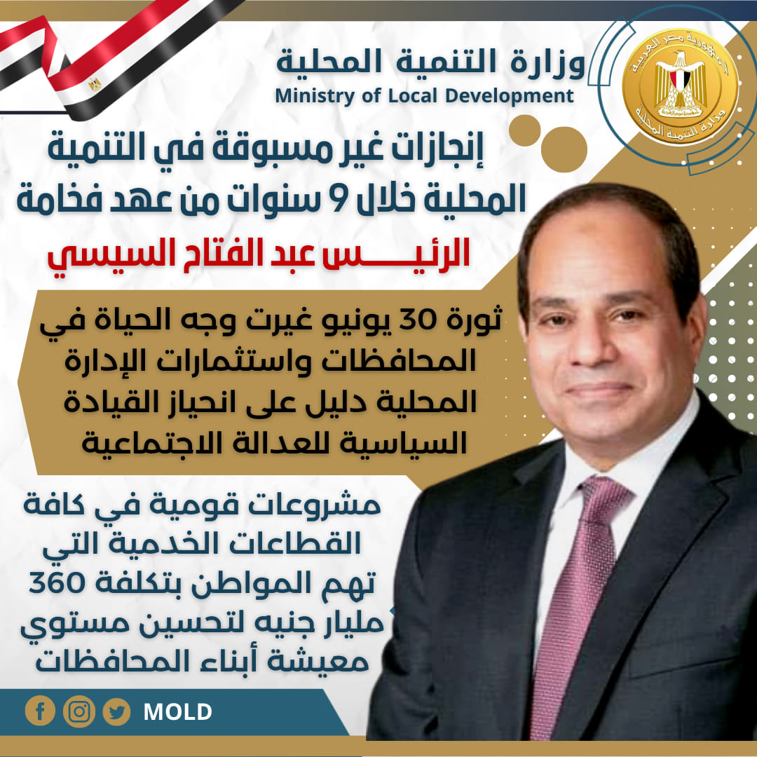 إنجازات غير مسبوقة في التنمية المحلية خلال 9 سنوات من عهد الرئيس السيسي