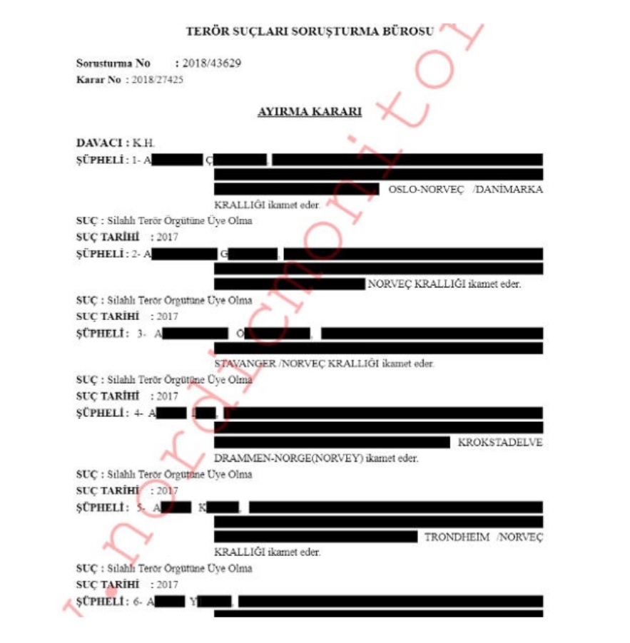 نورديك مونيتور تكشف بالوثائق تلفيق قضايا إرهاب لمعارضي أردوغان في النرويج