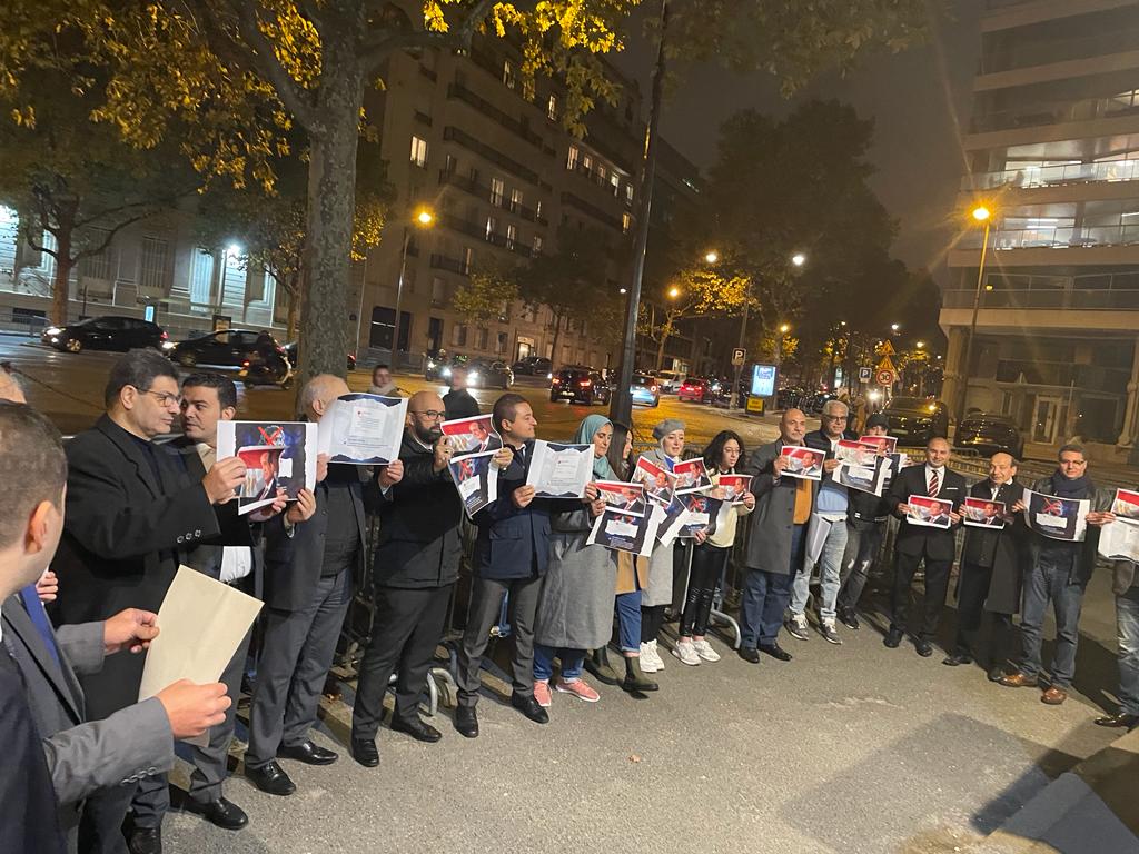 وقفة تضامنية مع النائب عمرو درويش من أمام سفارة مصر بباريس (فيديو)