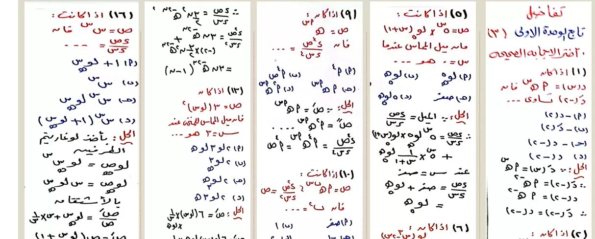 مراجعة ليلة امتحان التفاضل