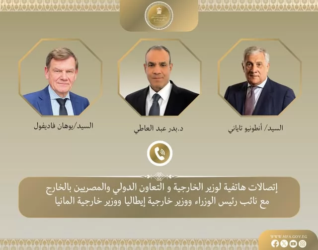 عبد العاطى يبحث مع وزيرى الخارجية الألماني والإيطالي مستجدات الأوضاع بالمنطقة وجهود خفض التصعيد 