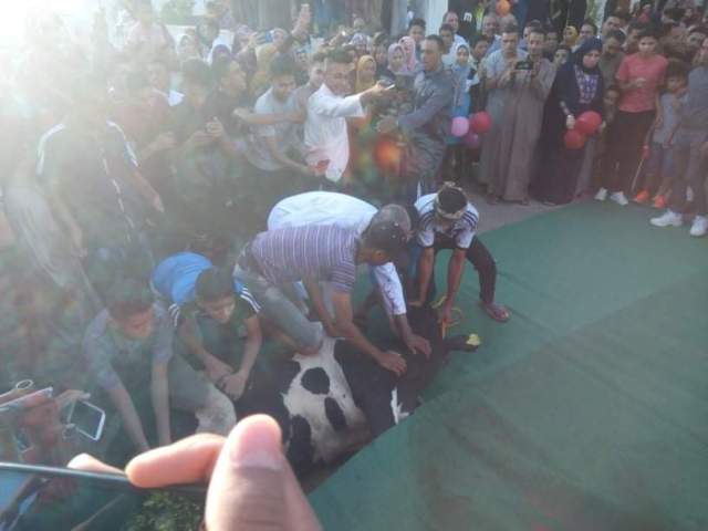 محافظ الوادى الجديد يشهد ذبح الاضحية عقب صلاة عيد الأضحى(صور)