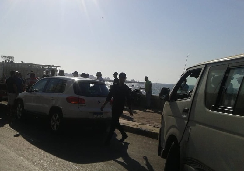 تصادم بطريق الورنيش يؤدى لتعطل حركة المرورفى اتجاه محطةالرمل