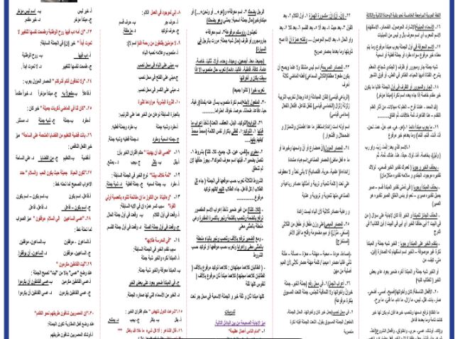 مراجعة لليلة امتحان العربي الثانوية العامة 2024