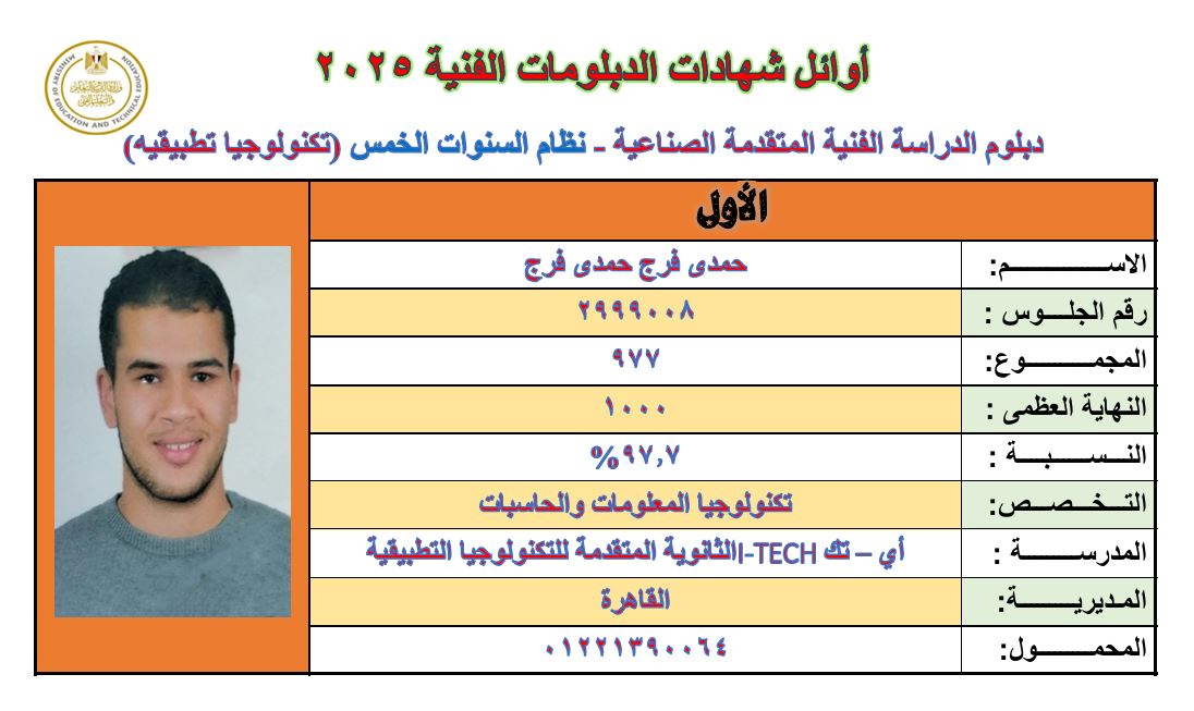 اول دبلوم الصنايع نظام الخمس سنوات