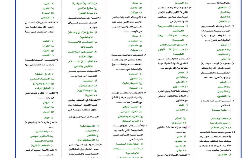 مراجعة ليلة امتحان التربية الوطنية الثانوية العامة 2025