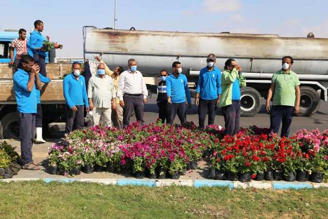 استمرار اعمال التنسيق الحضارى والتجميل بشوارع وميادين السويس.. بالصور