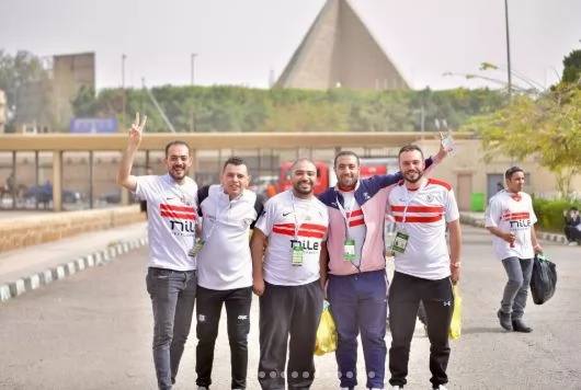 جماهير الزمالك تتوافد لملعب المباراة لمؤازارة فريقها ضد شباب بلوزداد 