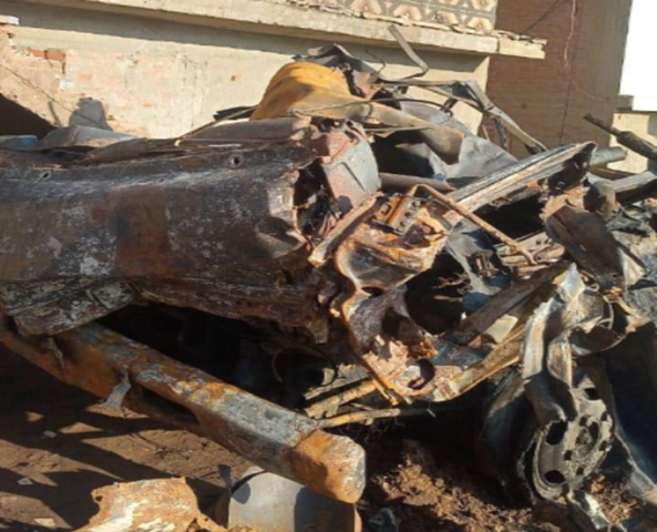 احتراق واجهة احد المنازل أثرأنفجار سيارة محملة بأنابيب بكفرالزيات