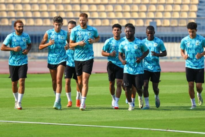 استعدادات المصري لمباراة الهلال الليبي