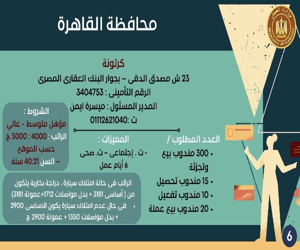 منها لذوي الهمم.. وزارة العمل توفر 3261 وظيفة خالية بـ 13 محافظة