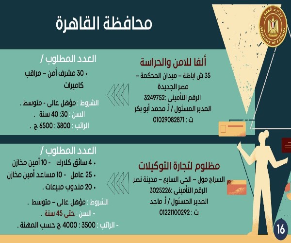 منها لذوي الهمم.. وزارة العمل توفر 3261 وظيفة خالية بـ 13 محافظة