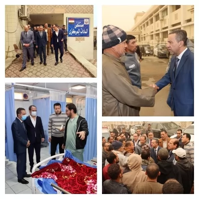 محافظ المنوفية ينتقل إلى موقع الحادث ويطمئن على المصابين بمستشفى السادات