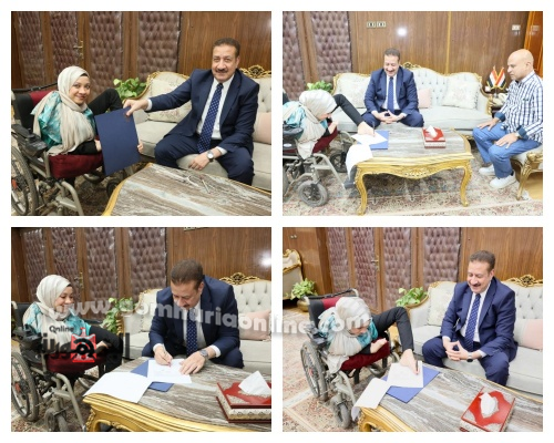 محافظ المنوفية يحقق أمنية ندى علام ويوفر لها فرصة عمل دعمًا لذوي الهمم