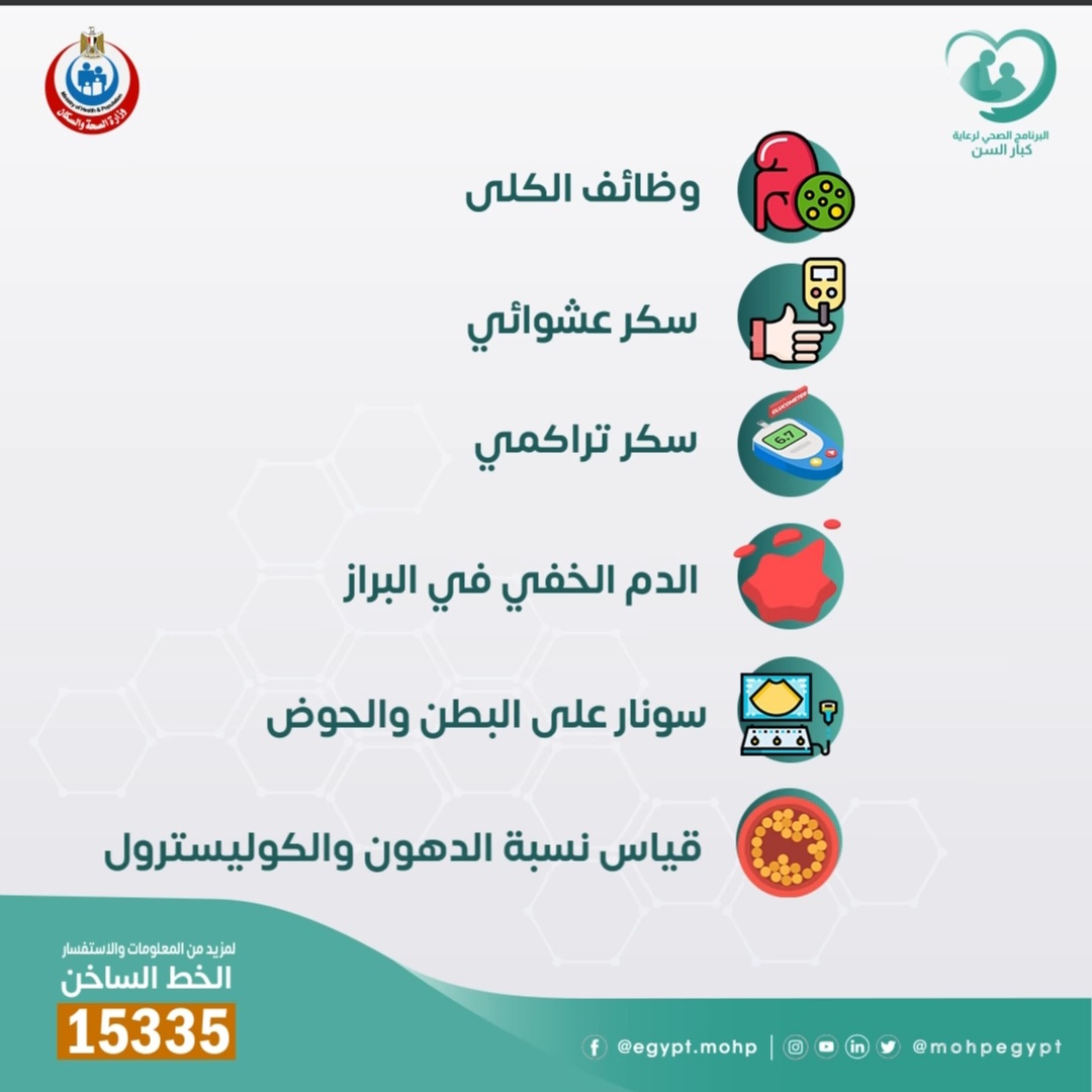 10 فحوصات شاملة لكبار السن والعلاج مجانا فى هذه الاماكن .. فيديو