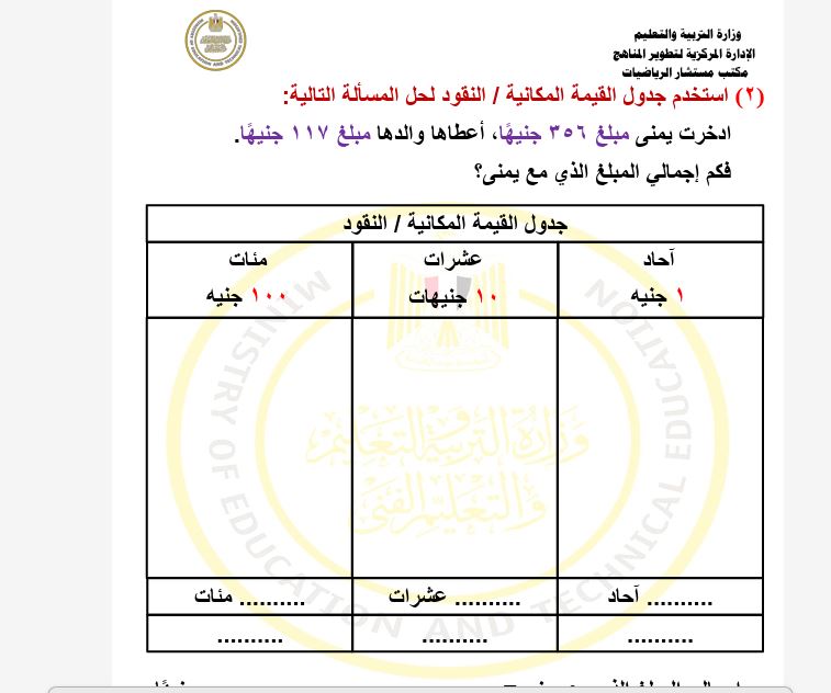 تقييمات الرياضيات ثانية ابتدائي