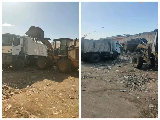 حملة نظافة موسعة بمجمع شعراوي بالجيزة وإزالة أوتاد الانتظار