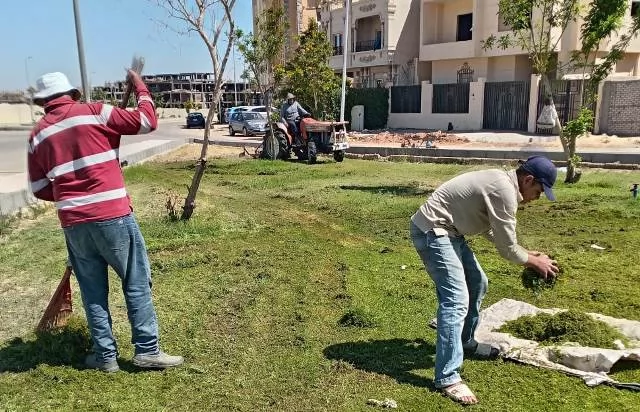 شاهد بالصور.. تنفيذ أكبر مشروعات الزراعة والتجميل داخل مدينة الشر