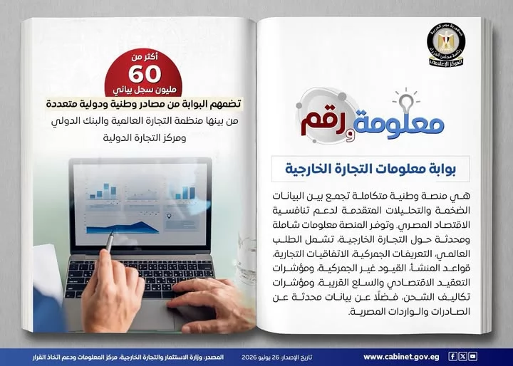 بوابة معلومات التجارة الخارجية.. منصة وطنية لتحليل الأسواق العالم