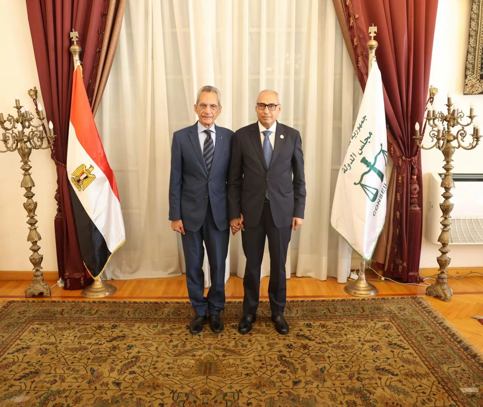 وزير شئون المجالس النيابية يلتقي رئيس مجلس الدولة لتهنئته بمناسبة توليه مهام منصبه