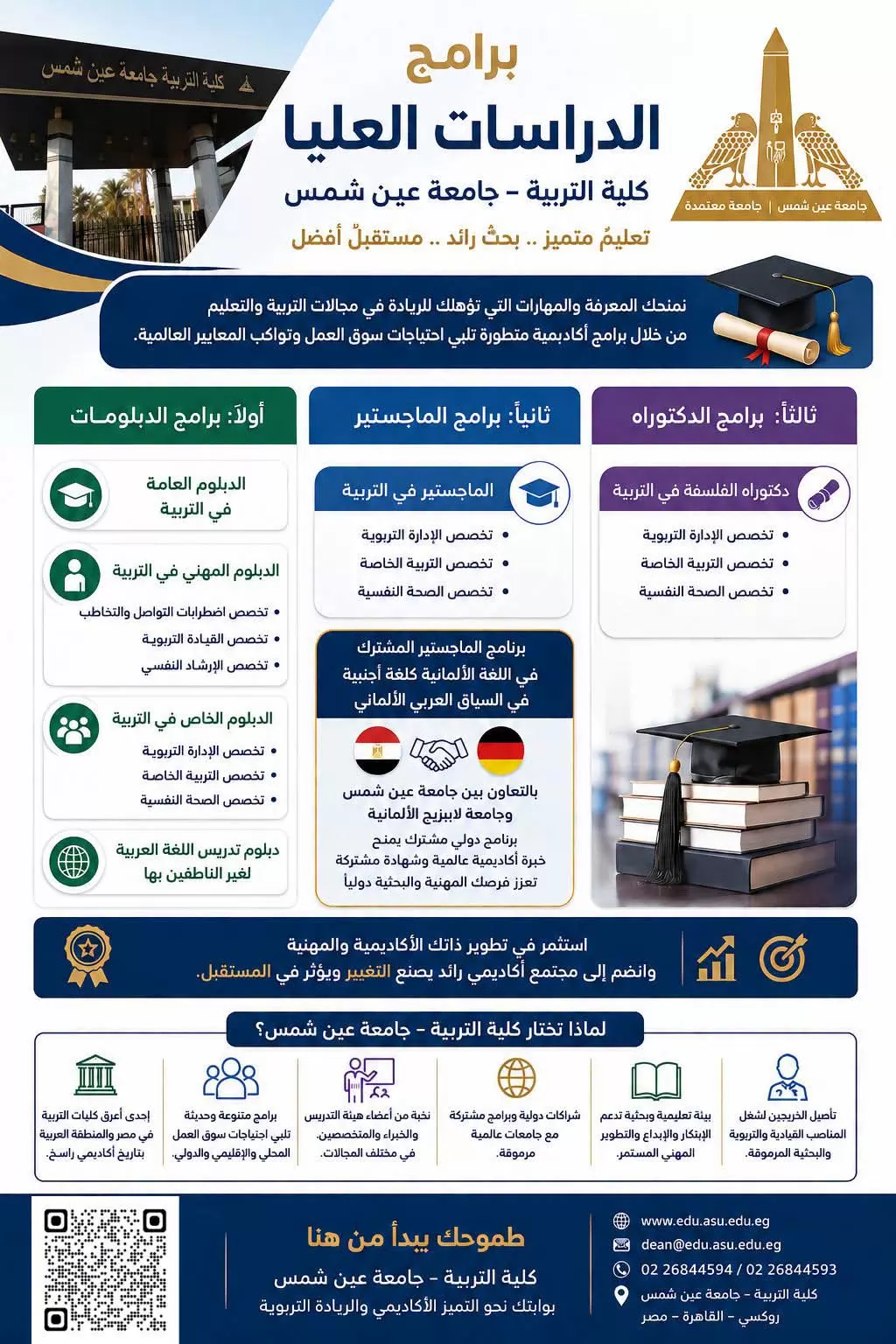 تربية عين شمس تقدم منظومة متكاملة من برامج الدراسات العليا 
