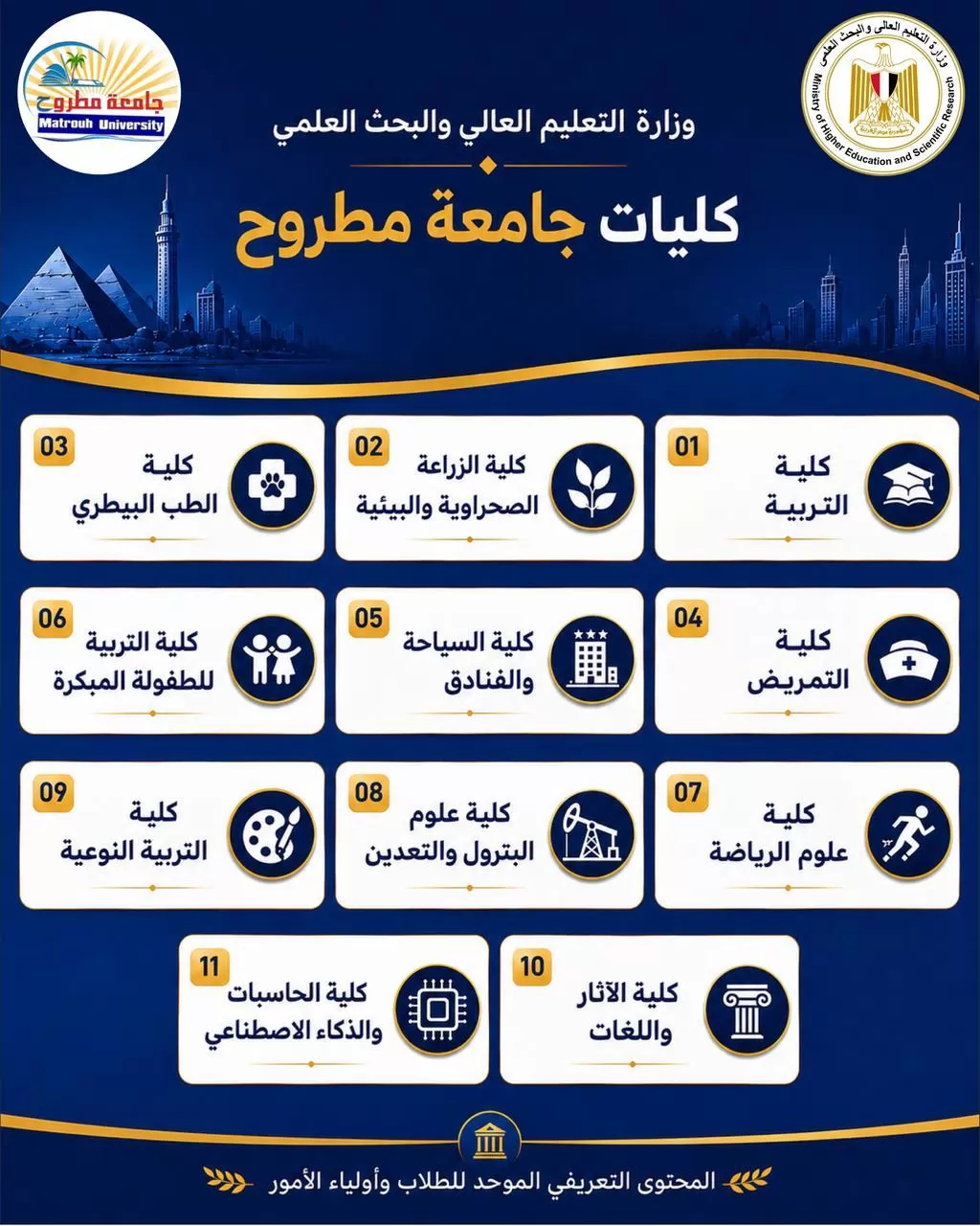 تنسيق الجامعات 2026..إنفوجرافات تعريفية بكليات الجامعات الحكومية