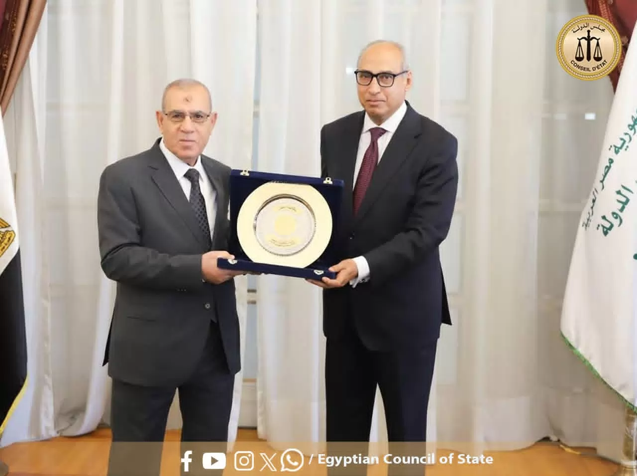 رئيس مجلس الدولة يستقبل رئيس مجلس القضاء الأعلى لتقديم التهنئة