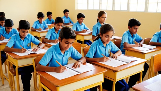 طلاب يؤدون الامتحان - صورة بالذكاء الاصطناعي