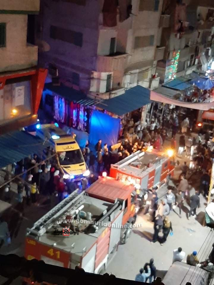 الان حريق بسنترللمفروشات والسجاد بالعصافرة صور