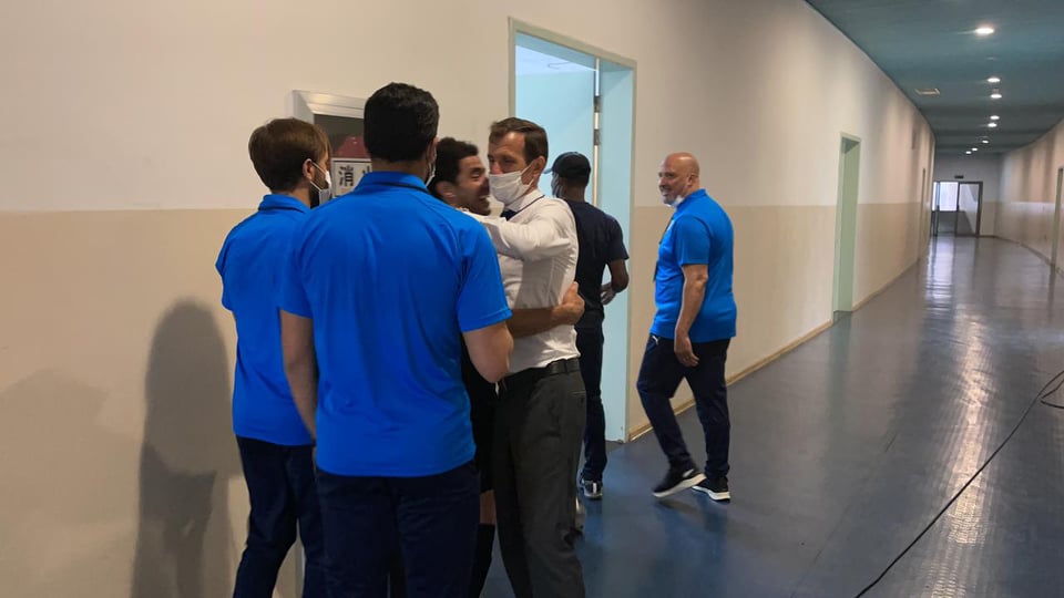 فرحة لاعبي بيراميدز بعد الفوز على نكانا والتأهل لربع النهائى.. شاهد