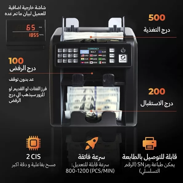 ماكينة عد وفرز النقود Total Banking Solution 1001 بجودة بنكية ودرجين.