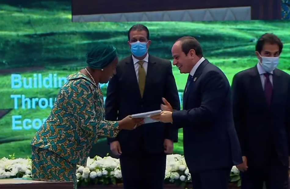 الرئيس السيسي يسلم الخطة الاستراتيجية لأمين عام قمة الكوميسا