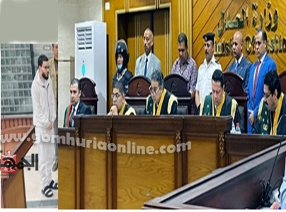 المتهم أثناء مثوله أمام هيئة المحكمة برئاسة المستشار سامح عبد الحكم رئيس المحكمة
