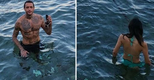 احمد الفيشاوى يثير الجدل مع فتاة فى البحر .. صور