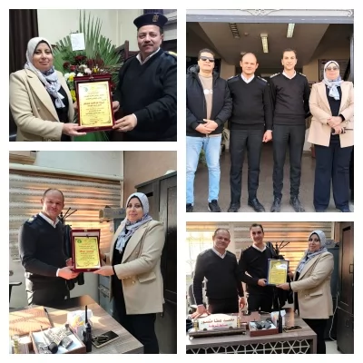 عقيلة تكرم قيادات الشرطة والمرور بقويسنا | عيد الشرطة الـ74