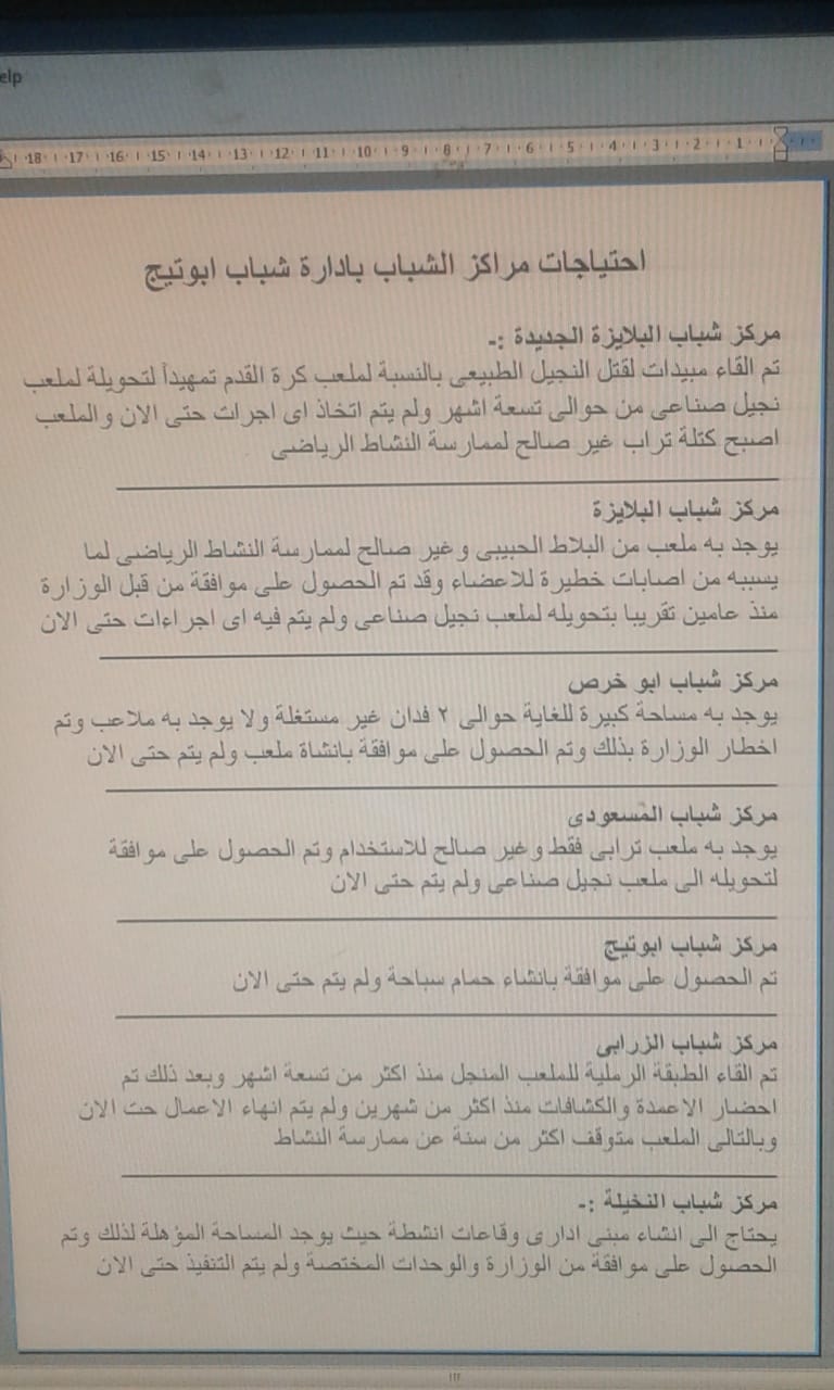 لجنة الشباب والرياضة ناقشت تأخر تنجيل ملاعب أبوتيج باسيوط 