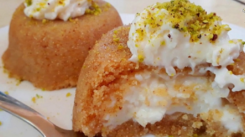 حلويات السميد بالقشطة