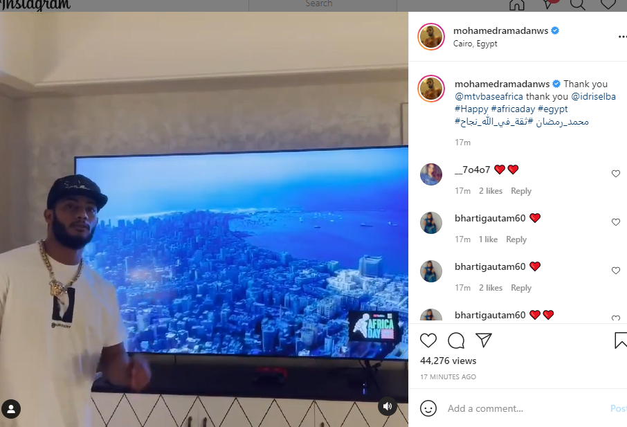 محمد رمضان  الفنان الافريقي الاكثر استماعا على 