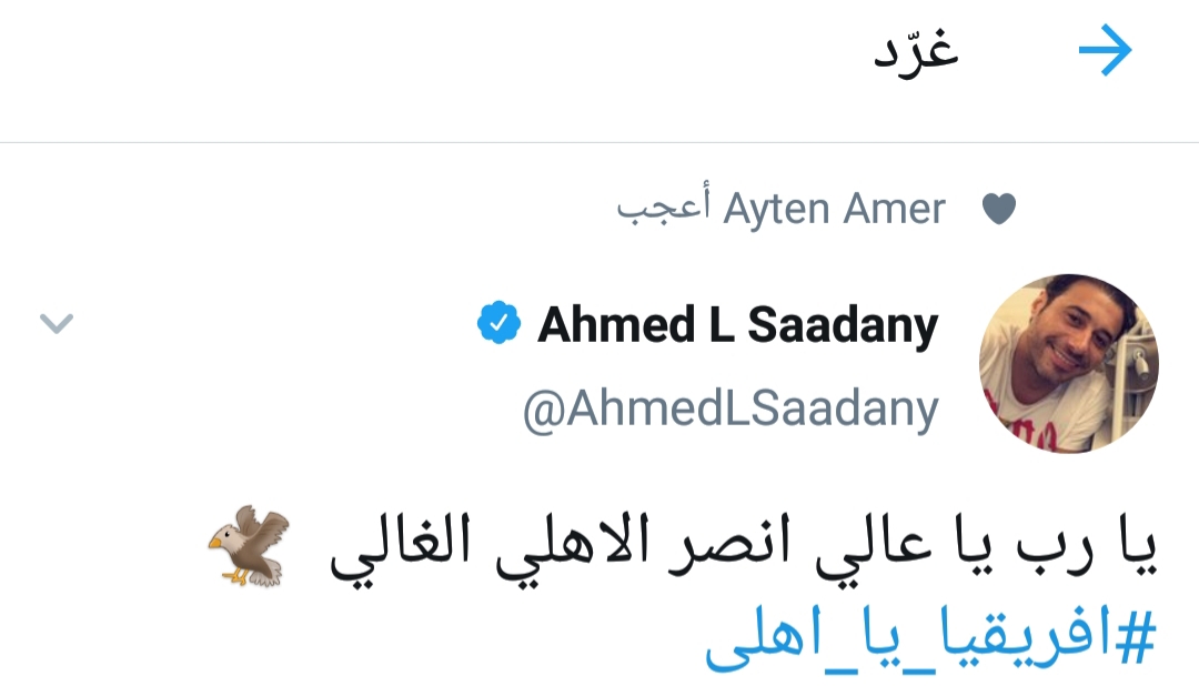 أحمد السعدنى : يا رب انصر الاهلي الغالي 