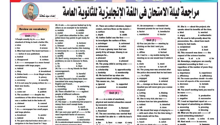 مراجعة ليلة امتحان انجليزي الثانوية العامة 2025