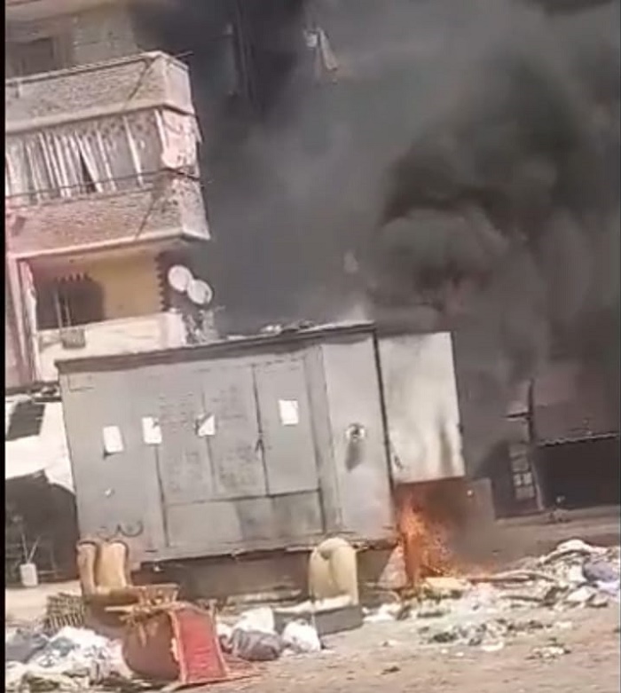 حريق بكابينة كهرباء في شبرا الخيمة