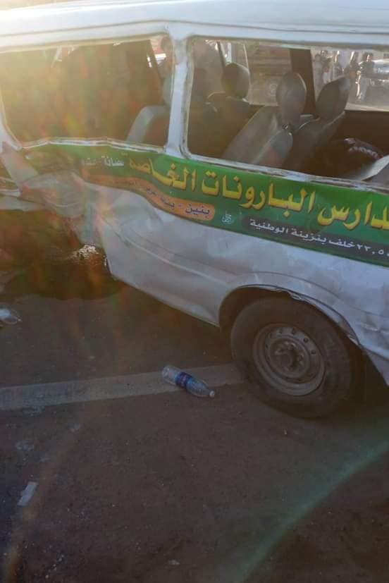حادث تصادم اتوبيس مدرسة بسيارة ملاكى ومصرع واصابة 11تلميذ بالعامرية