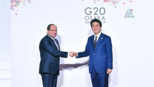 الرئيس عبد الفتاح السيسي ورئيس وزراء اليابان شينزو آبى