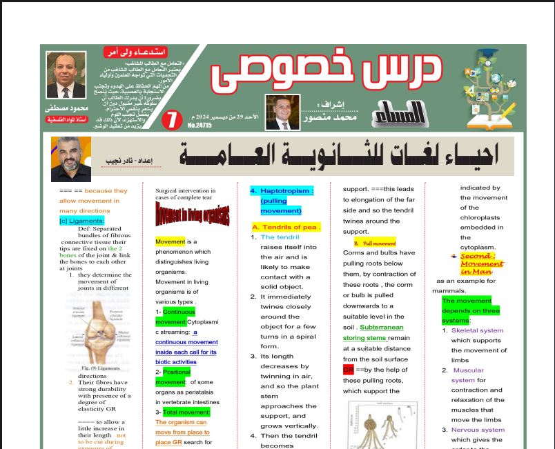 مراجعة احياء لغات ثانوية عامة 2025