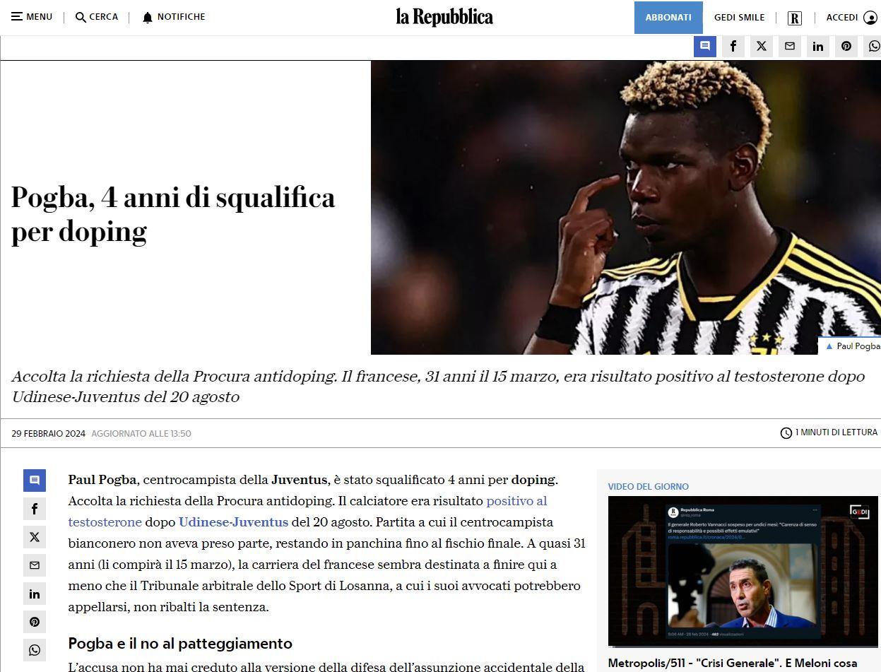 المنشطات تنهي مسيرة بوجبا الكروية بالإيقاف 4 سنوات