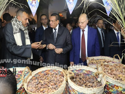 وزير التنمية المحلية و محافظ القاهرة خلال جولتهما بالمعرض