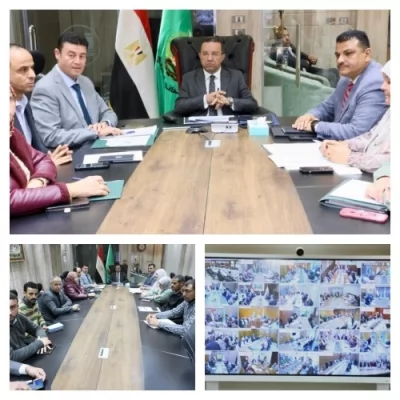 محافظ المنوفية خلال اللقاء عبر الفيديو كونفرانس