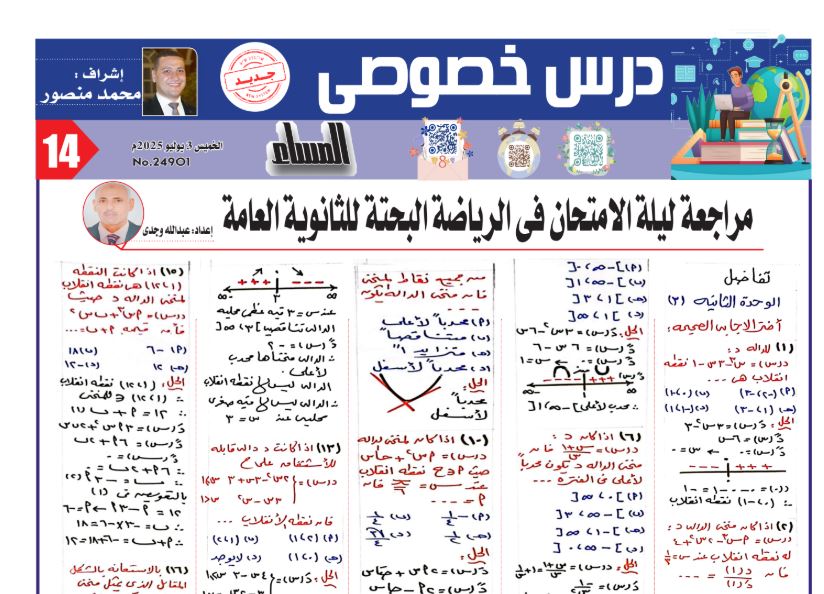 مراجعة ليلة امتحان التفاضل للثانوية العامة