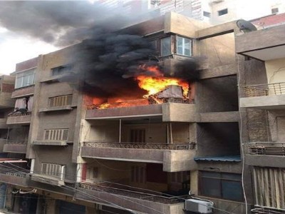 حريق بشقة سكنية بشبرا الخيمة 